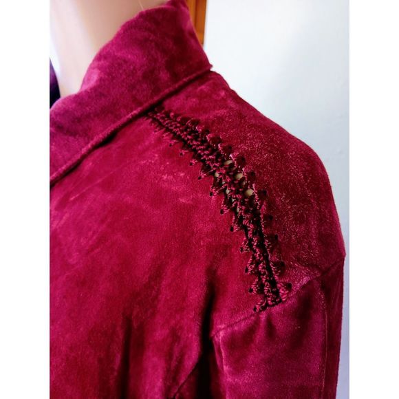 Rare Find: Genuine Red Wine/Purple Suede Jacket by BETH TERRELL, Size M - Picture 7 of 16